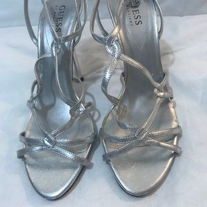 Guess Sliver Strappy Stilettos 7 - Never Worn